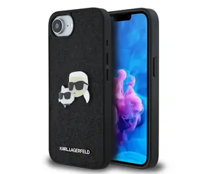 Karl Lagerfeld Fixed Glitter Metal K&CH Zadní Kryt pro iPhone 16e/17e Black