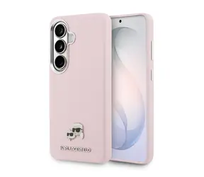 Karl Lagerfeld Grained PU Leather K&CH Heads Magnetic Zadní Kryt pro Samsung Galaxy S26+ Pink