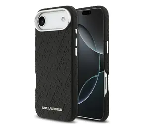 Karl Lagerfeld Grained PU Repeated Logo MagSafe Zadní Kryt pro iPhone Air Black