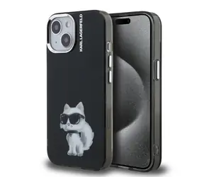 Karl Lagerfeld IML Aquarelle Choupette Zadní Kryt pro iPhone 15 Black