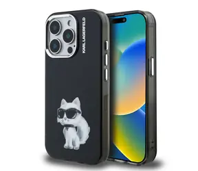 Karl Lagerfeld IML Aquarelle Choupette Zadní Kryt pro iPhone 15 Pro Max Black