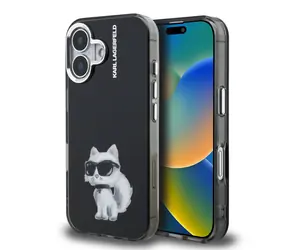 Karl Lagerfeld IML Aquarelle Choupette Zadní Kryt pro iPhone 16 Black