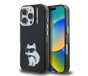 Karl Lagerfeld IML Aquarelle Choupette Zadní Kryt pro iPhone 16 Pro Black