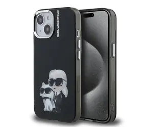 Karl Lagerfeld IML Aquarelle Karl and Choupette Zadní Kryt pro iPhone 15 Black