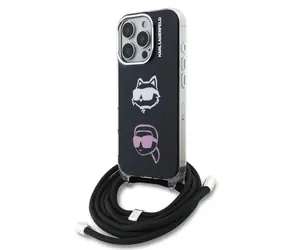 Karl Lagerfeld IML Crossbody K&CH Heads Zadní Kryt pro iPhone 16 Pro Black