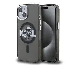 Karl Lagerfeld IML Glitter Karl and Choupette Sketch MagSafe Zadní Kryt pro iPhone 15 Black