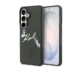 Karl Lagerfeld IML Choupette Karl Script Logo Magnetic Zadní Kryt pro Samsung Galaxy S26 Black