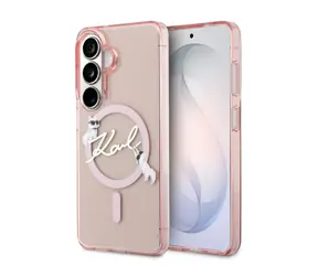 Karl Lagerfeld IML Choupette Karl Script Logo Magnetic Zadní Kryt pro Samsung Galaxy S26 Pink