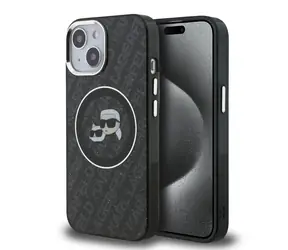 Karl Lagerfeld IML K&CH Heads Repeated Logo MagSafe Zadní Kryt pro iPhone 15 Black
