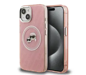 Karl Lagerfeld IML K&CH Heads Repeated Logo MagSafe Zadní Kryt pro iPhone 15 Pink