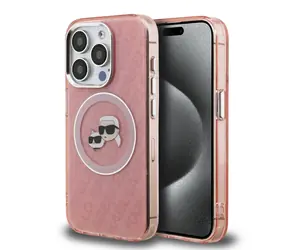 Karl Lagerfeld IML K&CH Heads Repeated Logo MagSafe Zadní Kryt pro iPhone 15 Pro Pink