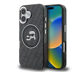 Karl Lagerfeld IML K&CH Heads Repeated Logo MagSafe Zadní Kryt pro iPhone 16 Black
