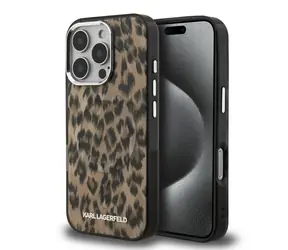 Karl Lagerfeld IML Leopard MagSafe Zadní Kryt pro iPhone 16 Pro Max Brown