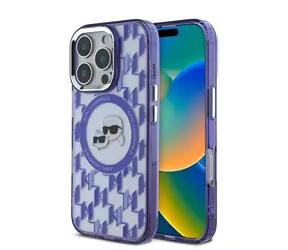 Karl Lagerfeld IML Monogram K&CH Heads MagSafe Zadní Kryt pro iPhone 16 Pro Max Purple