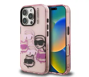 Karl Lagerfeld IML Multi K&CH Heads Zadní Kryt pro iPhone 16 Pro Pink