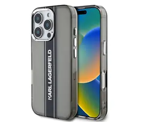 Karl Lagerfeld IML Stripe Logo Zadní Kryt pro iPhone 16 Pro Black