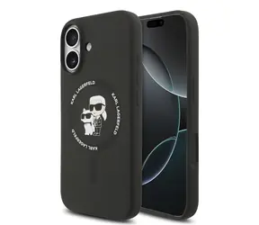 Karl Lagerfeld Liquid Silicone Karl and Choupette MagSafe Zadní Kryt pro iPhone 17 Black