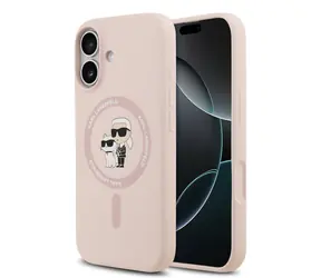 Karl Lagerfeld Liquid Silicone Karl and Choupette MagSafe Zadní Kryt pro iPhone 17 Pink