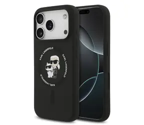 Karl Lagerfeld Liquid Silicone Karl and Choupette MagSafe Zadní Kryt pro iPhone 17 Pro Max Black