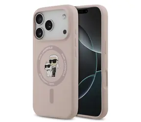 Karl Lagerfeld Liquid Silicone Karl and Choupette MagSafe Zadní Kryt pro iPhone 17 Pro Pink