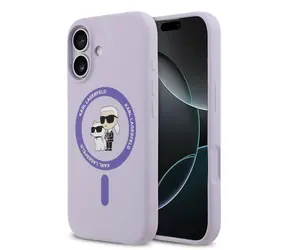 Karl Lagerfeld Liquid Silicone Karl and Choupette MagSafe Zadní Kryt pro iPhone 17 Purple