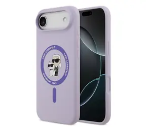 Karl Lagerfeld Liquid Silicone Karl and Choupette MagSafe Zadní Kryt pro iPhone Air Purple