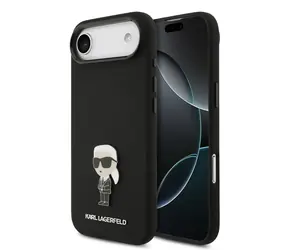 Karl Lagerfeld Liquid Silicone Metal Ikonik Zadní Kryt pro iPhone Air Black