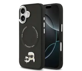 Karl Lagerfeld PU Karl and Choupette Heads Pins MagSafe Zadní Kryt pro iPhone 17 Black