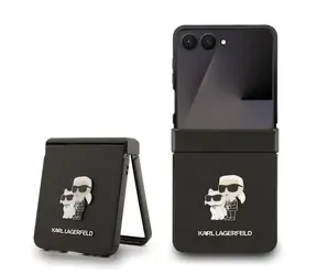 Karl Lagerfeld PU Saffiano Karl and Choupette Zadní Kryt pro Samsung Galaxy Z Flip 7 Black