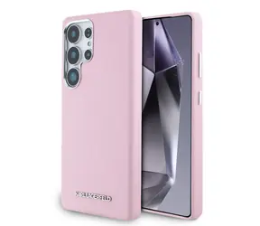 Karl Lagerfeld PU Saffiano Metal Logo and Frame Zadní Kryt pro Samsung Galaxy S25 Ultra Pink