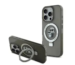 Karl Lagerfeld Ringstand Karl and Choupette MagSafe Zadní Kryt pro iPhone 16 Pro Max Black
