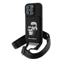 Karl Lagerfeld Saffiano Crossbody Popruh Karl and Choupette Kryt pro iPhone 16 Pro Black