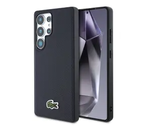 Lacoste Iconic Petit Pique Woven Logo MagSafe Zadní Kryt pro Samsung Galaxy S25 Ultra Blue
