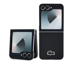 Lacoste Iconic Petit Pique Woven Logo MagSafe Zadní Kryt pro Samsung Galaxy Z Flip 6/7 FE Black