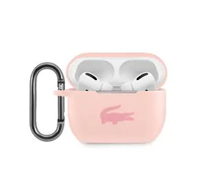 Lacoste Liquid Silicone Glossy Printing Logo Pouzdro pro Airpods Pro Pink