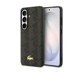 Lacoste PVC Blend Monogram Gold Logo Magnetic Zadní Kryt pro Samsung Galaxy S26+ Brown