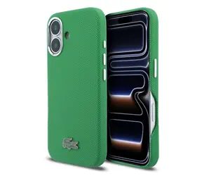 Lacoste PVC Iconic Petit Pique Metal Logo MagSafe Zadní Kryt pro iPhone 16 Estragon Green