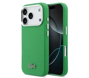 Lacoste PVC Iconic Petit Pique Metal Logo MagSafe Zadní Kryt pro iPhone 17 Pro Green