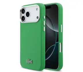 Lacoste PVC Iconic Petit Pique Metal Logo MagSafe Zadní Kryt pro iPhone 17 Pro Max Green