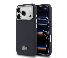 Lacoste PVC Petit Pique Semi Wrap MagSafe Kryt pro iPhone 17 Pro Navy
