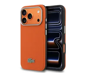 Lacoste PVC Petit Pique Semi Wrap MagSafe Kryt pro iPhone 17 Pro Orange
