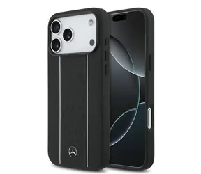 Mercedes Leather Star Pattern and Stripes MagSafe Zadní Kryt pro iPhone 17 Pro Max Black/White