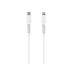 FIXED Nabíjecí a datový Liquid silicone kabel s konektory USB-C/Lightning a podporou PD 1.2m USB 2.0 60W bílý