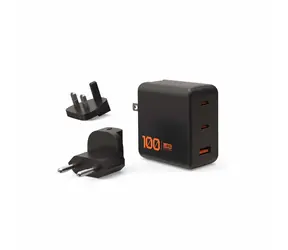 UAG SRGE cestovní nabíječka černá / GaN / 2x USB-C / USB-A / PD / 100W / EU / UK / US
