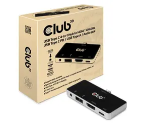CLUB3D CSV-1591 USB-C 4v1 Hub černá / HDMI/4K@60Hz / 1x USB-A / 3.5mm jack / USB-C / PD