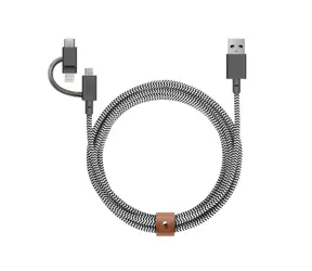 Native Union Belt Cable Universal USB-A - USB-C + Micro USB + Lightning 2m zebra