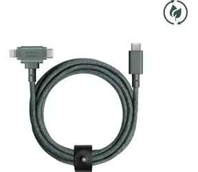 Native Union Belt Cable Duo USB-C - USB-C + Lightning 1.5m slate green