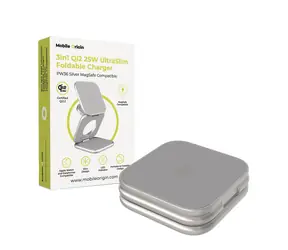 Mobile Origin 3in1 Qi2 25W UltraSlim Foldable Charger PW36 MagSafe Compatible stříbrná / Bezdrátová nabíječka