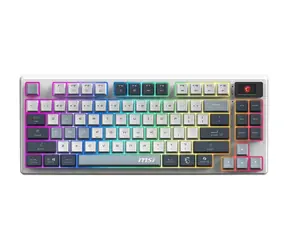 MSI FORGE GK600 TKL Sky šedá / Bezdrátová herní klávesnice / mechanická / 2.4GHz / BT / USB-C / RGB / display / CZ Layou