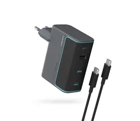 Cuktech CUKAD1003EUG 100W GaN nabíječka s USB-C kabelem šedá / 2x USB-C / USB-A
